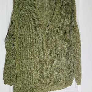 Free People Sage Green V-Neck Sweater
